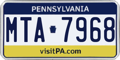 PA license plate MTA7968