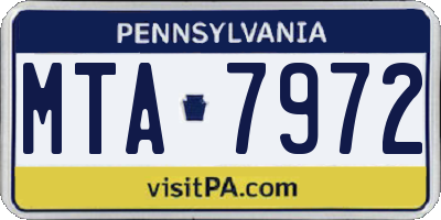 PA license plate MTA7972