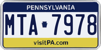 PA license plate MTA7978