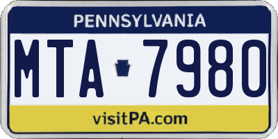 PA license plate MTA7980