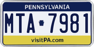 PA license plate MTA7981