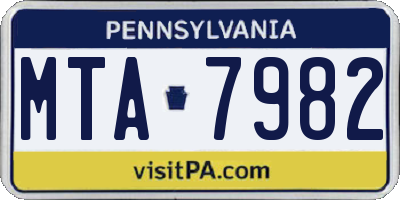 PA license plate MTA7982