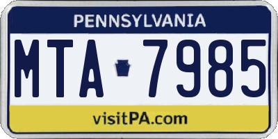 PA license plate MTA7985