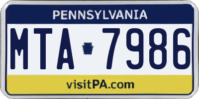 PA license plate MTA7986
