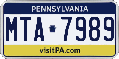 PA license plate MTA7989