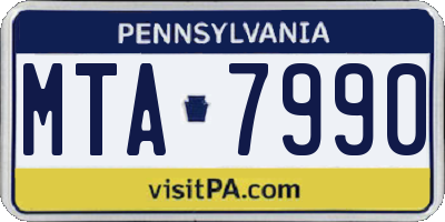 PA license plate MTA7990