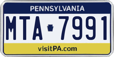PA license plate MTA7991