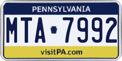 PA license plate MTA7992