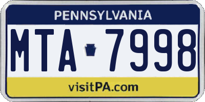 PA license plate MTA7998