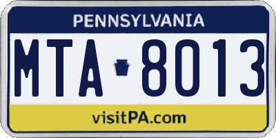 PA license plate MTA8013