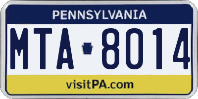 PA license plate MTA8014