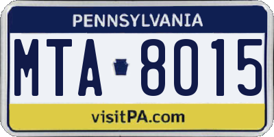 PA license plate MTA8015