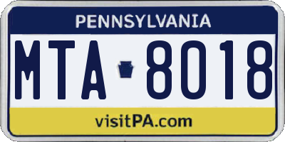 PA license plate MTA8018