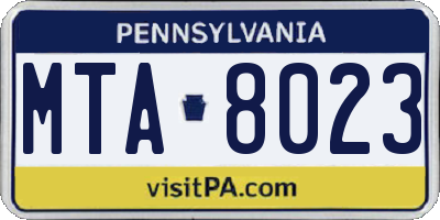 PA license plate MTA8023