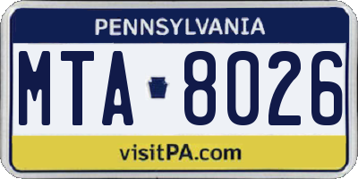 PA license plate MTA8026
