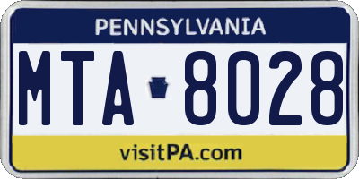 PA license plate MTA8028