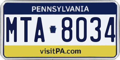 PA license plate MTA8034