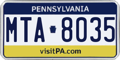 PA license plate MTA8035