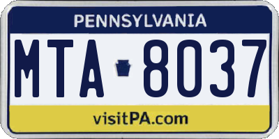 PA license plate MTA8037