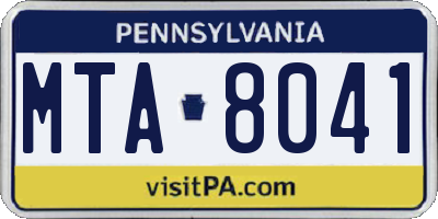 PA license plate MTA8041