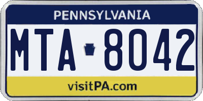 PA license plate MTA8042