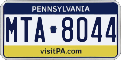 PA license plate MTA8044