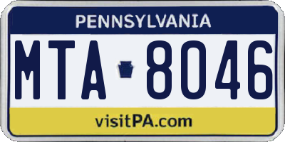 PA license plate MTA8046