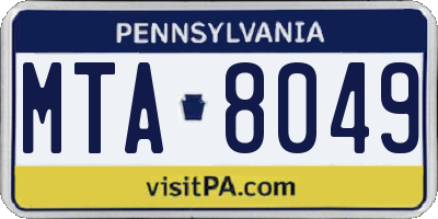 PA license plate MTA8049