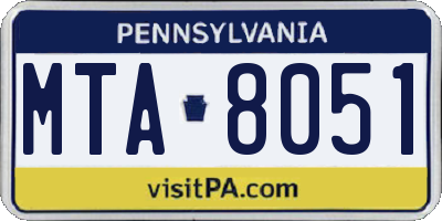 PA license plate MTA8051