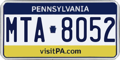 PA license plate MTA8052