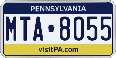 PA license plate MTA8055