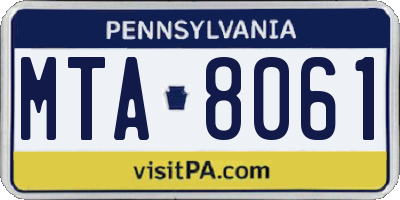 PA license plate MTA8061