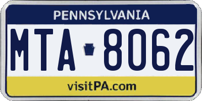 PA license plate MTA8062