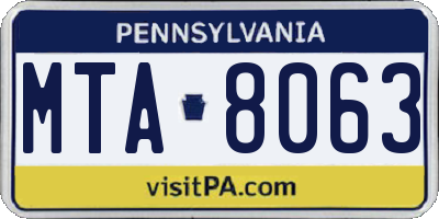 PA license plate MTA8063