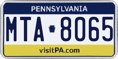 PA license plate MTA8065