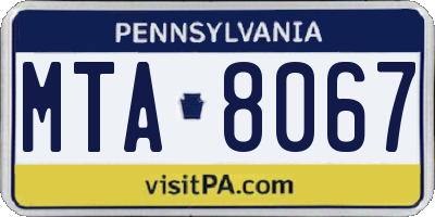 PA license plate MTA8067