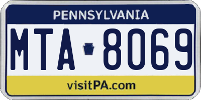 PA license plate MTA8069