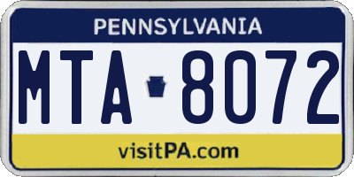 PA license plate MTA8072