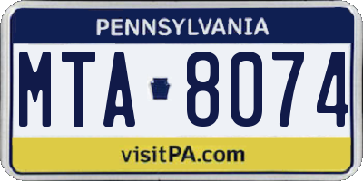 PA license plate MTA8074