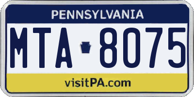 PA license plate MTA8075
