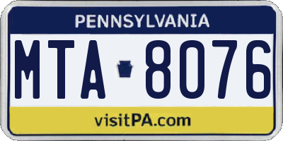 PA license plate MTA8076