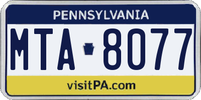 PA license plate MTA8077