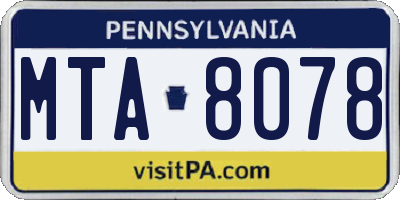 PA license plate MTA8078