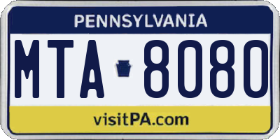 PA license plate MTA8080