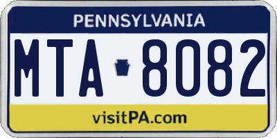 PA license plate MTA8082