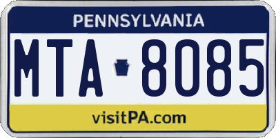 PA license plate MTA8085