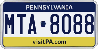 PA license plate MTA8088