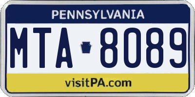 PA license plate MTA8089