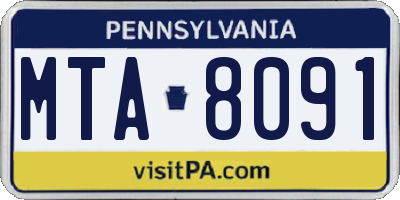 PA license plate MTA8091