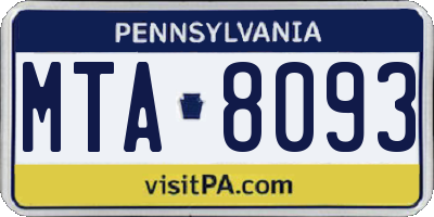 PA license plate MTA8093